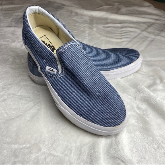Vans Other - VANS Blue Pinstripe Slip On Size- Men 7.5 Women 9